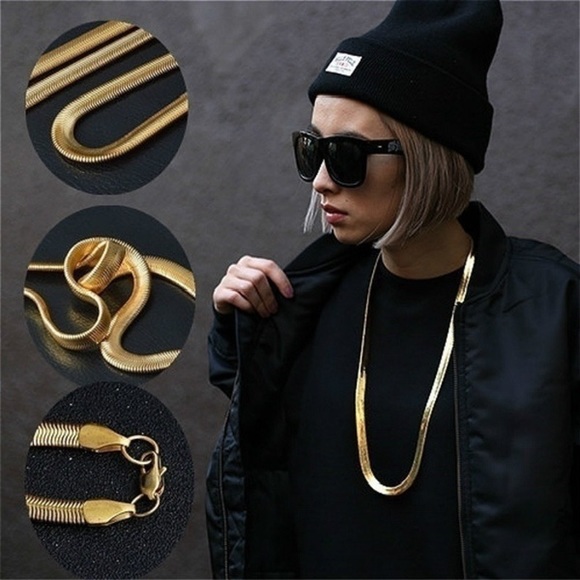 nwt Men’s 18K Gold Plated Snake Chain Necklace 28” - Picture 2 of 14